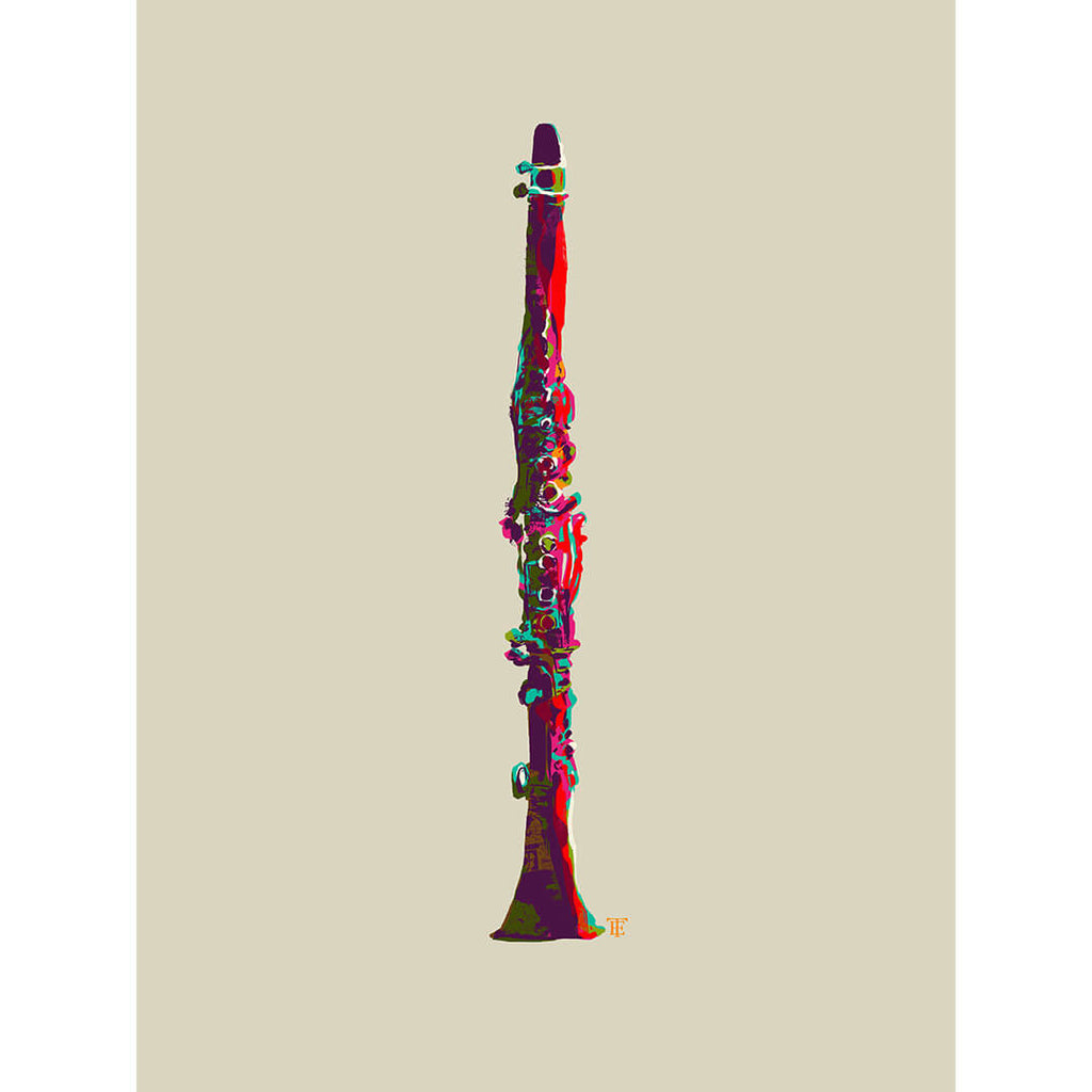 modern clarinet art print in bright colors