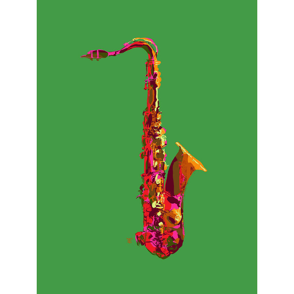 funky modern saxophone art print