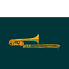 Pop Art trombone art print in orange and dark teal