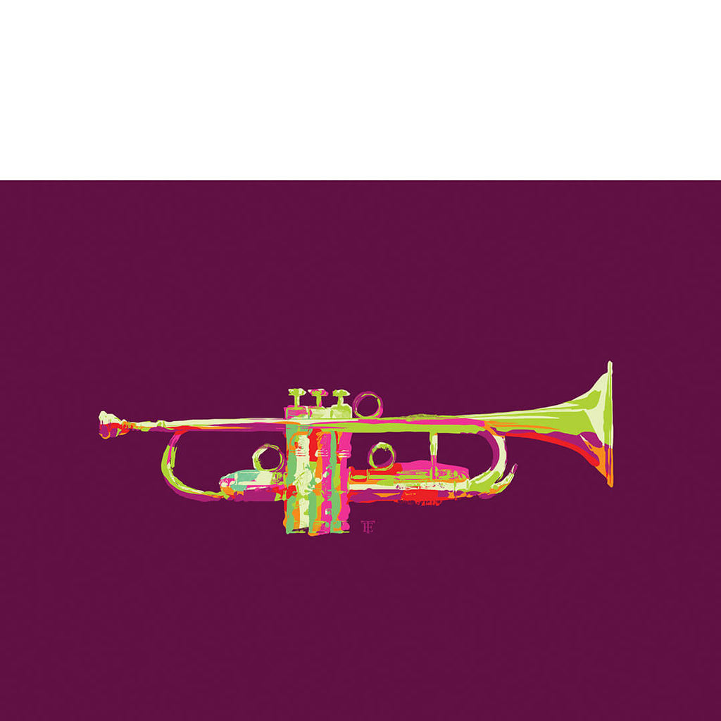 Pop art trumpet art print in vivid colors