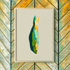 funky sardine art print painting in bright greens