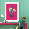 colorful modern lily art print in feminine interior decor
