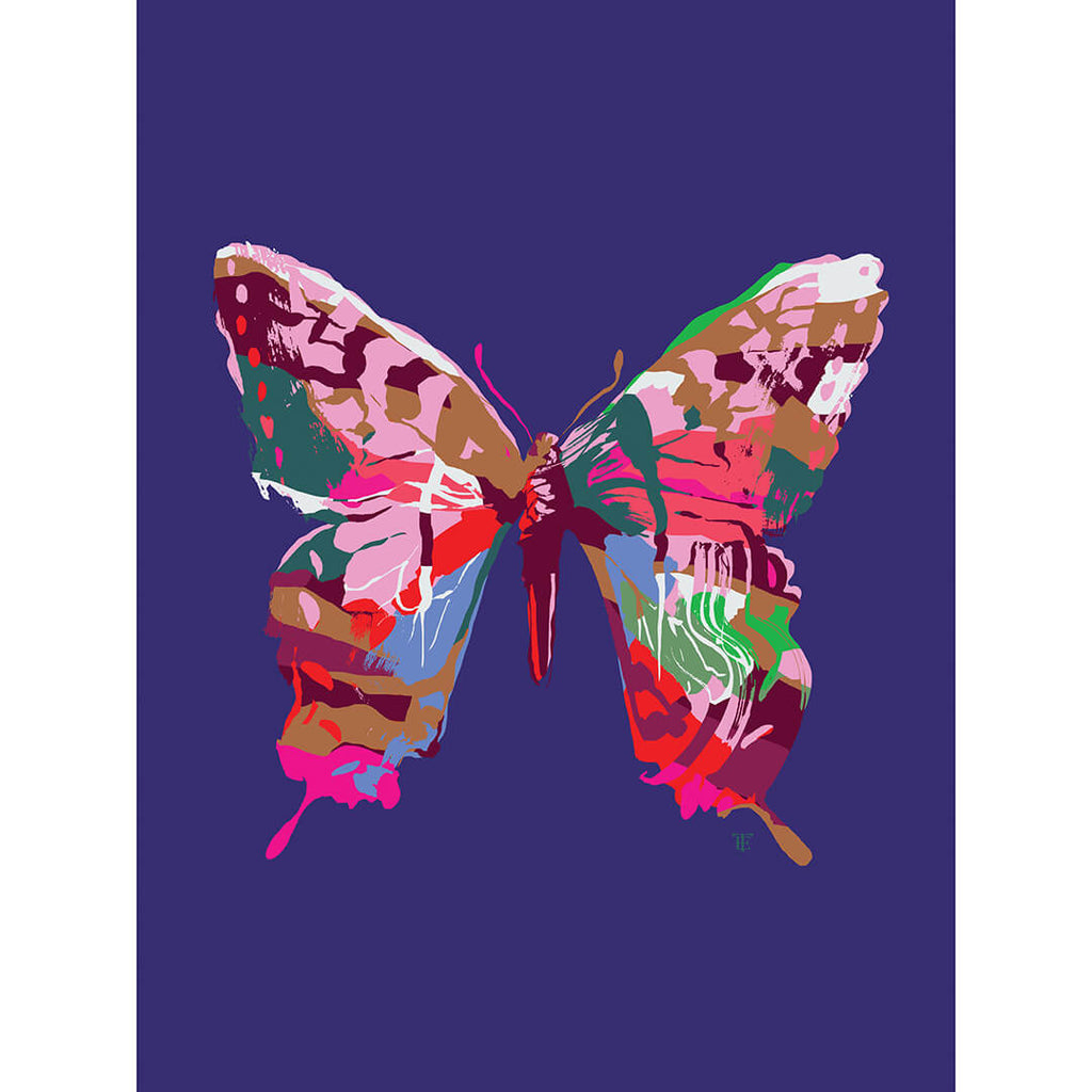 Modern chinoiserie butterfly art print in bold colors
