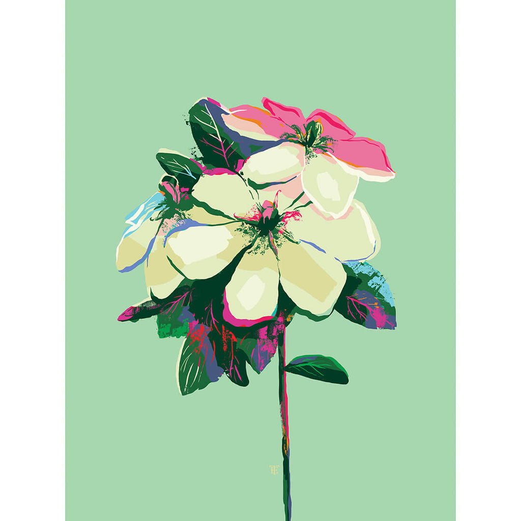 modern gardenia art print in pastel colors