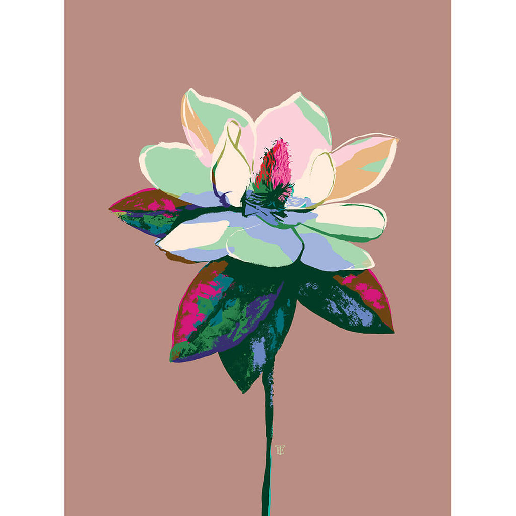 modern magnolia art print in bold colors
