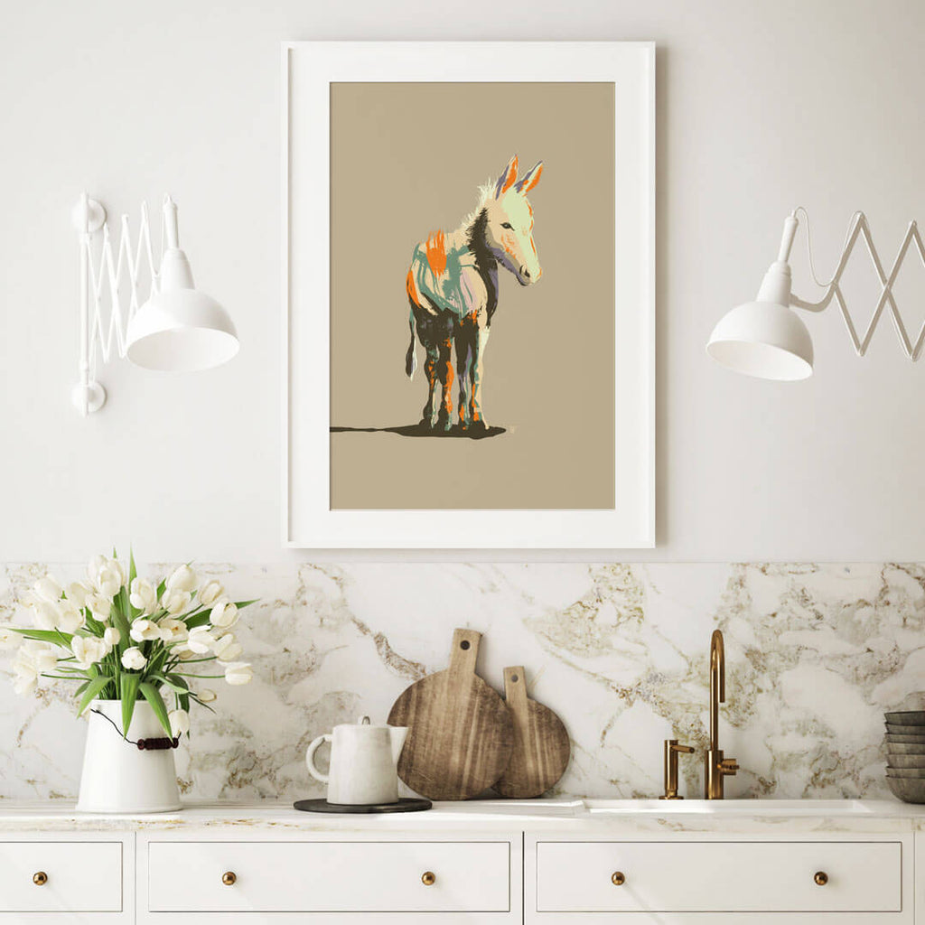 funky modern donkey art print - colorful