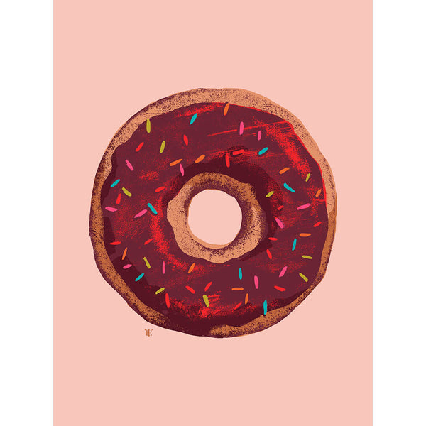 Bold Pop Art chocolate doughnut art print in bright colors