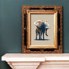 modern elephant art print illustration in beige and navy blue