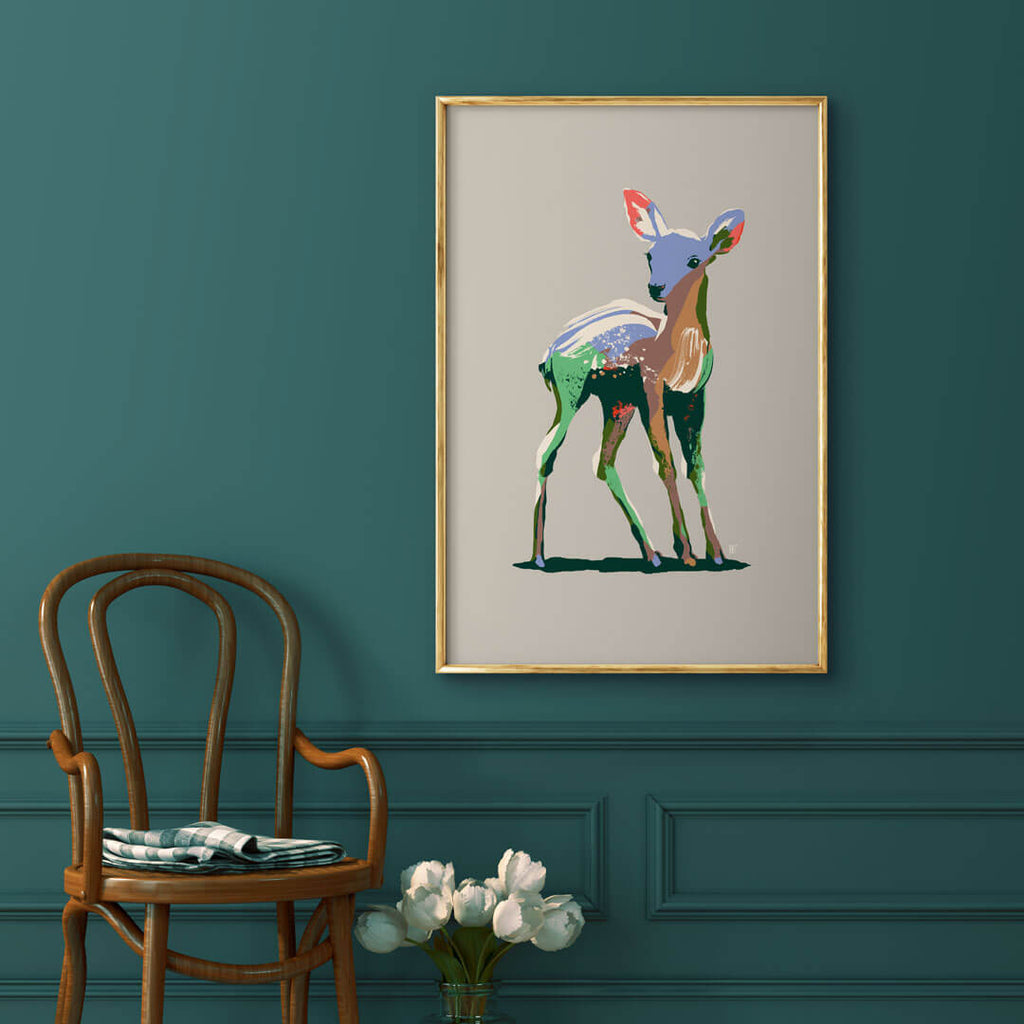 stylish poster of baby deer