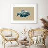 bream art print in blue and tan