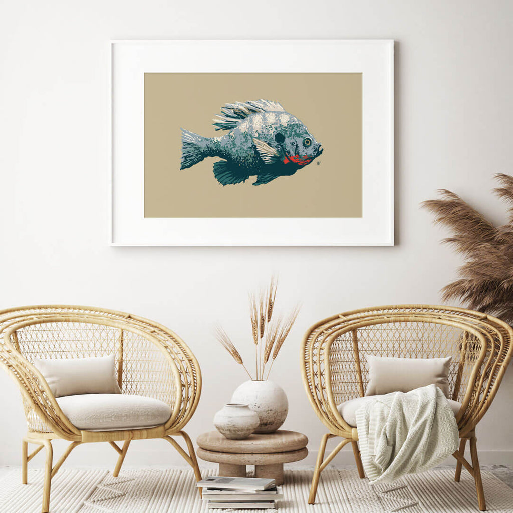 Bluegill Fish Painting, Print