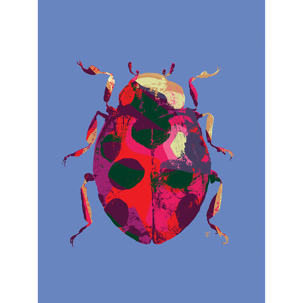 Pop Art ladybug art print in red and blue