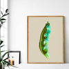 pop art peas art print in light-filled home