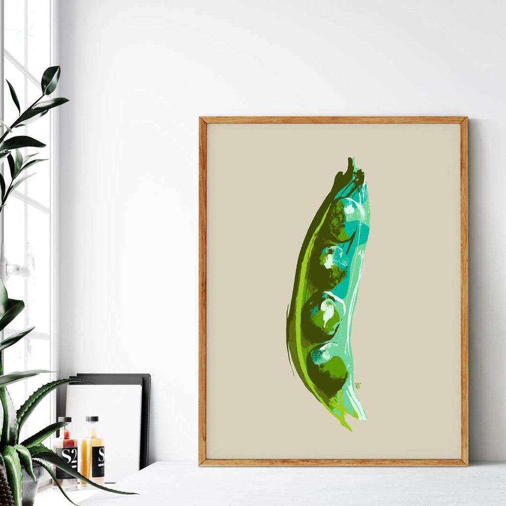 pop art peas art print in light-filled home