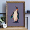 modern penguin art print in funky colors
