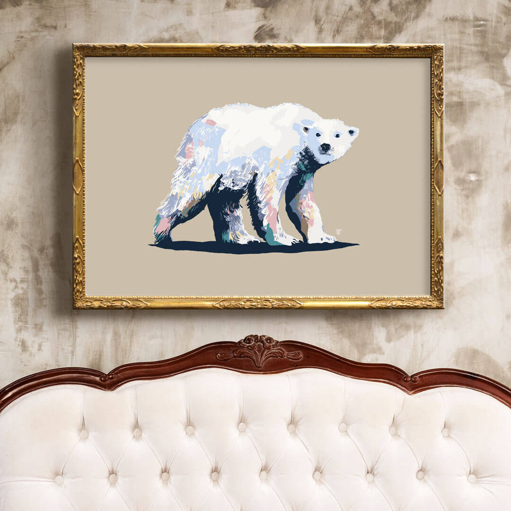 modern polar bear art print - stylish environmentalist poster