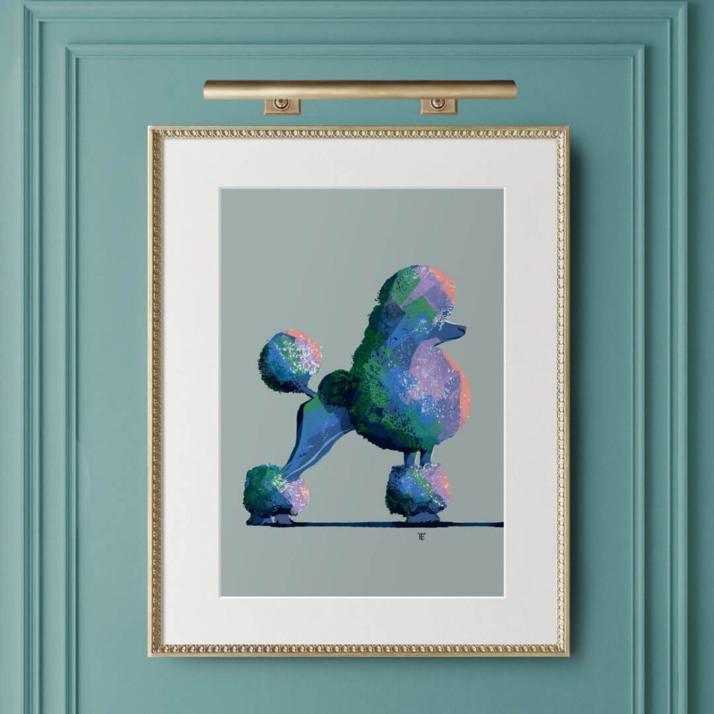 poodle art in cool colors