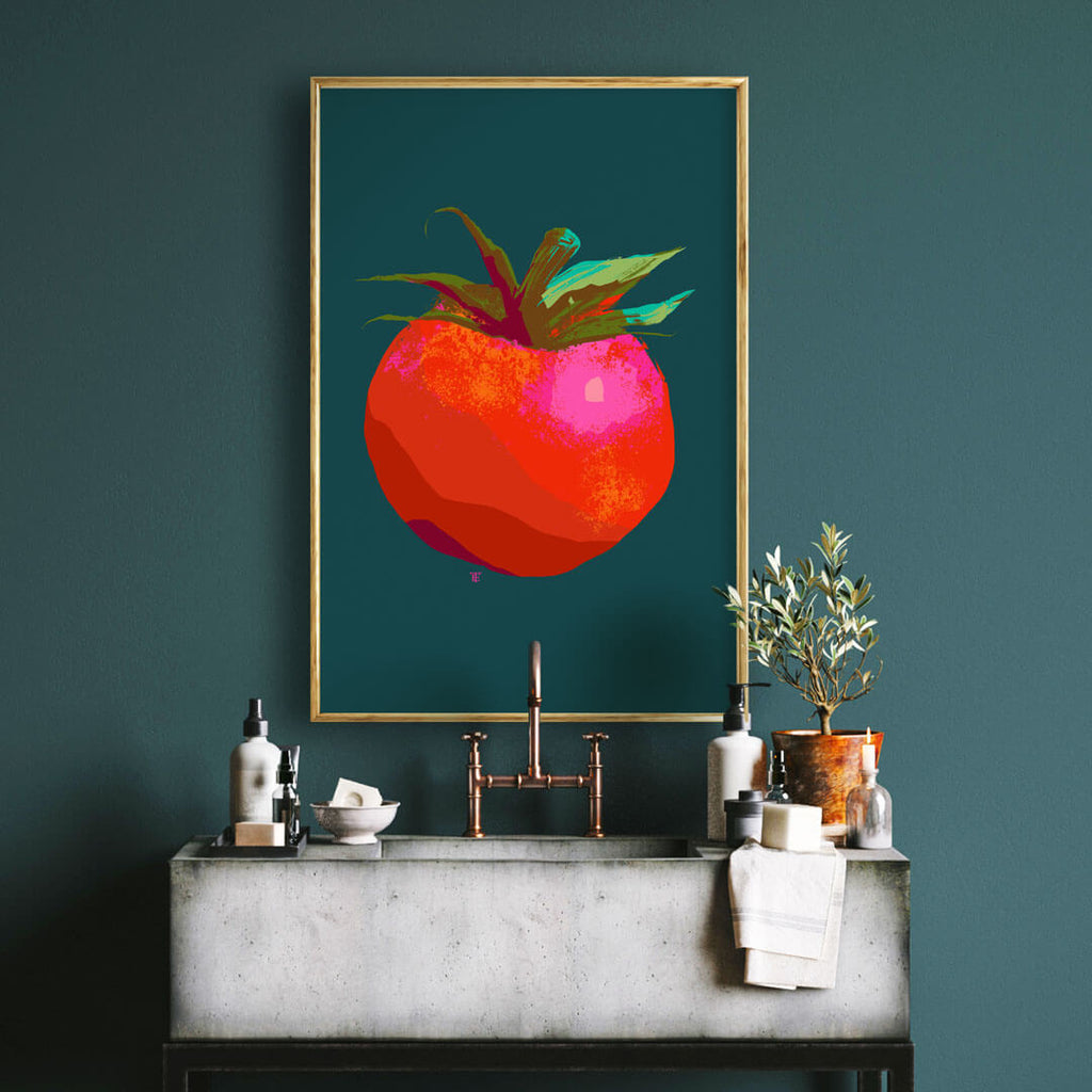 pop art tomato art print in farmhouse home