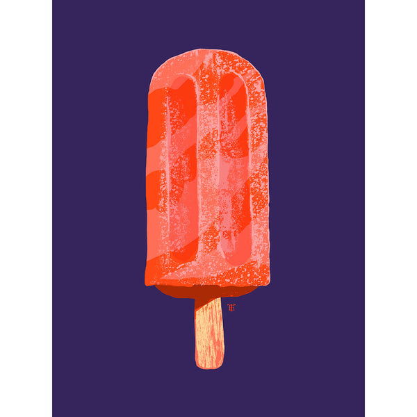 funky colorful popsicle art print in red and navy