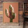 stylish cactus art print in rustic interior