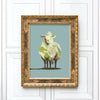 modern sheep art print colorful blue painting