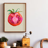 modern sliced tomato art print in wooden frame