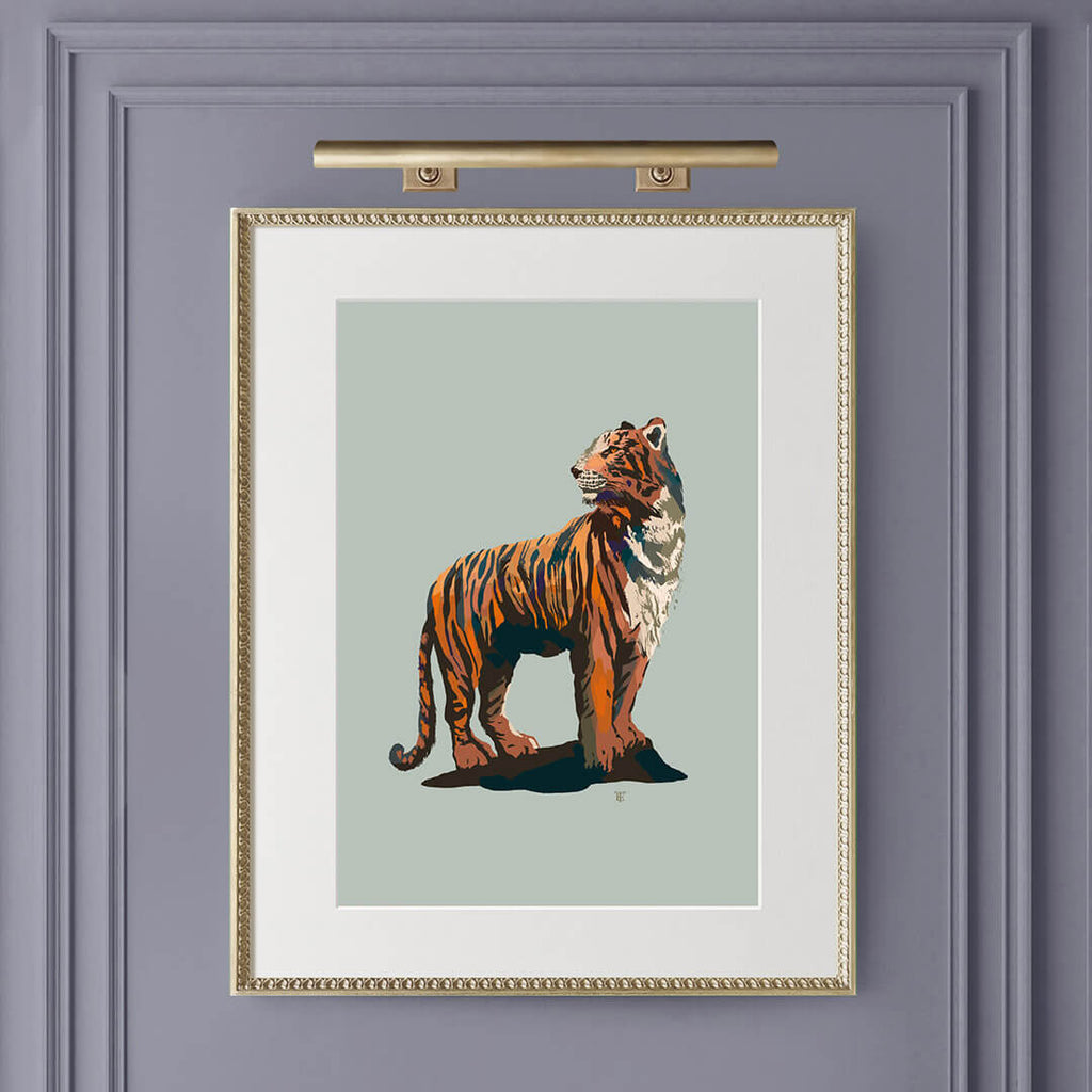 tiger art print in elegant gold frame