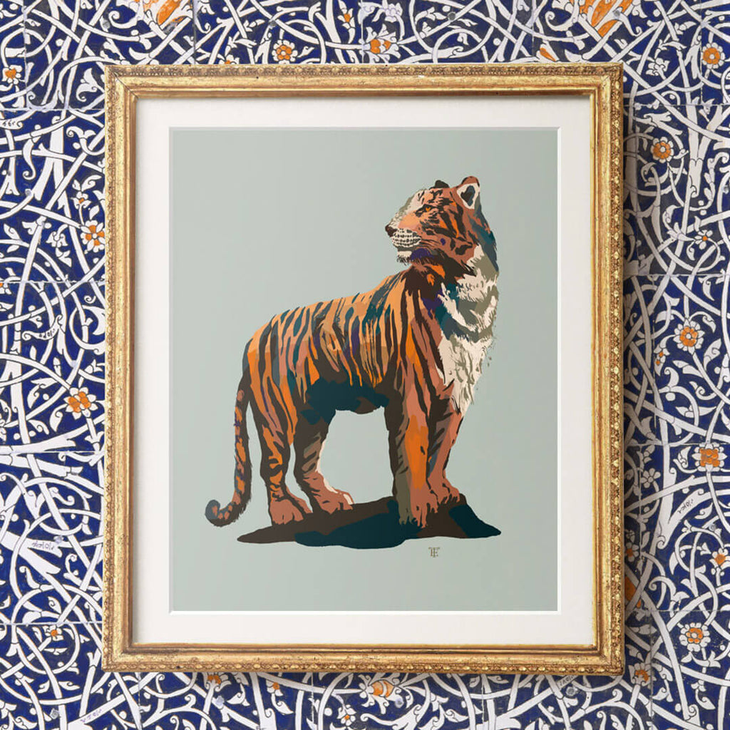 tiger art print with wallpaper