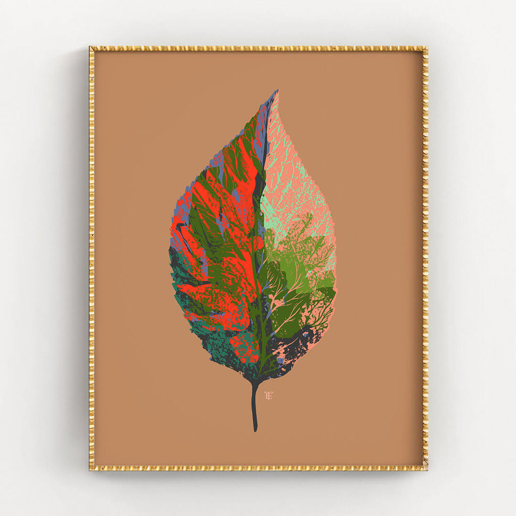 colorful beech leaf artwork poster