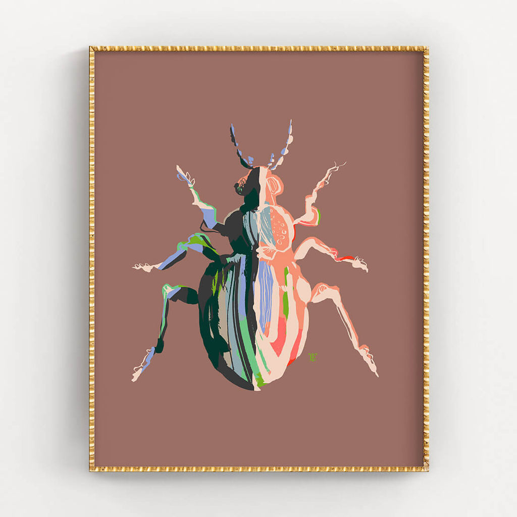 Beetle art print in vivid colors