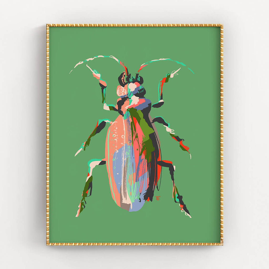 modern colorful beetle art print