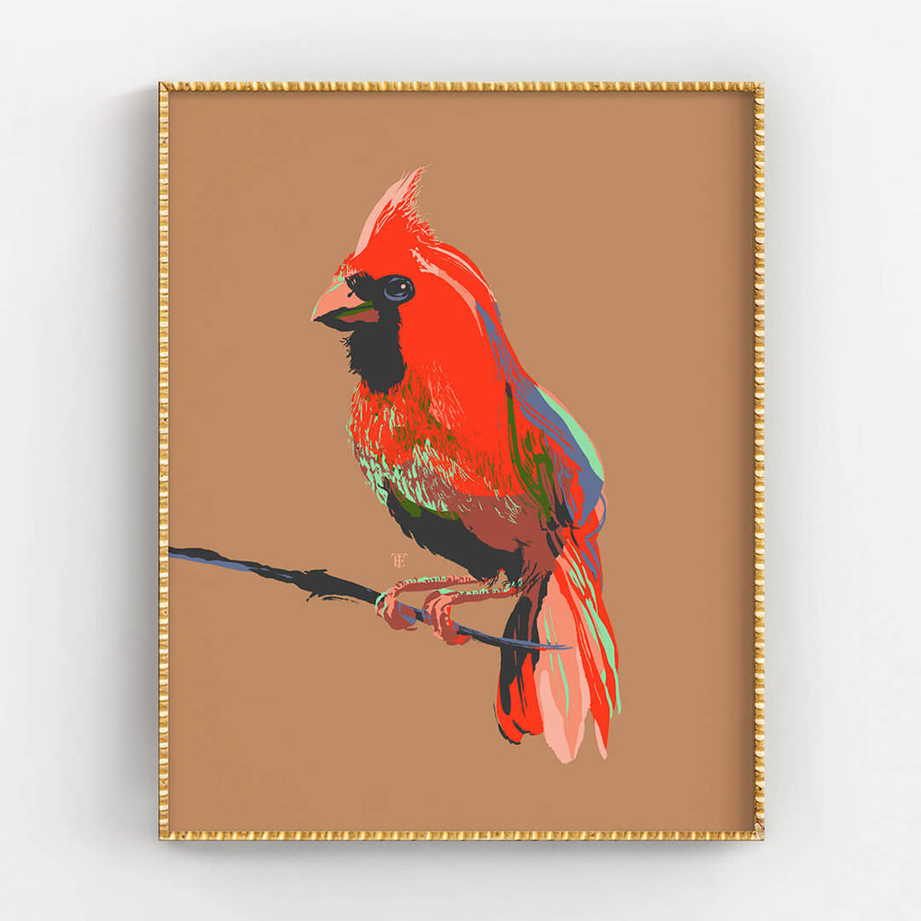 colorful cardinal bird art print
