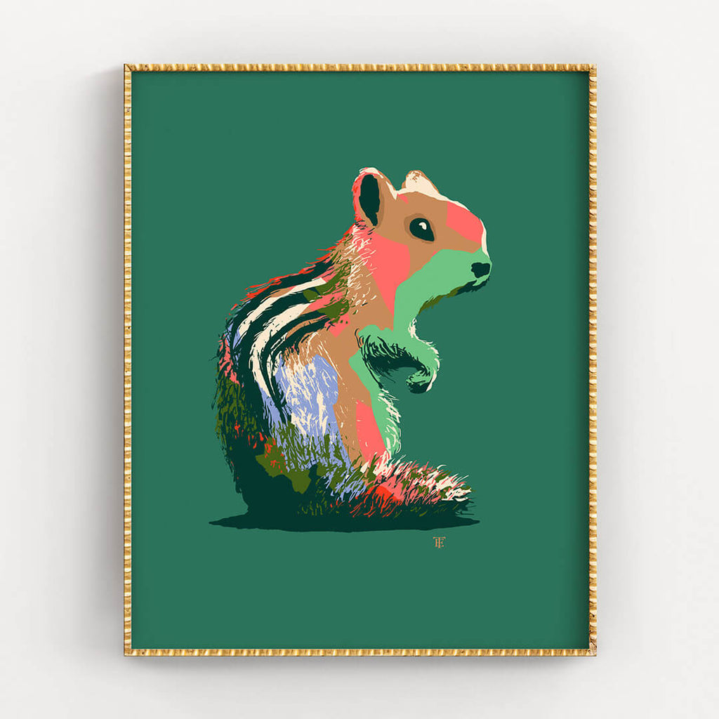 colorful chipmunk art print poster