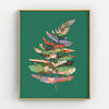 colorful fern leaf art print modern