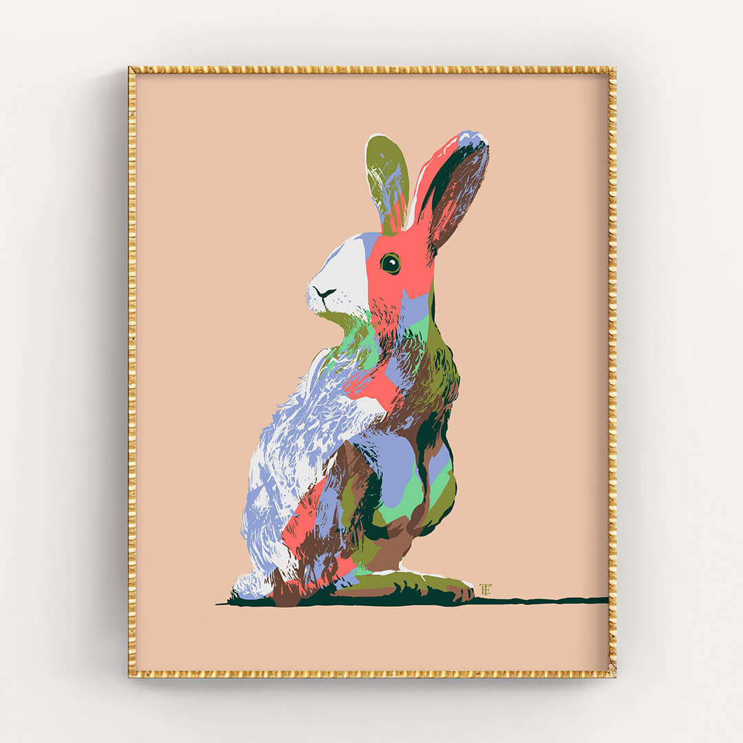 Hot Pink Neon Spray Paint Cute Bunny - Bunny - Posters and Art Prints