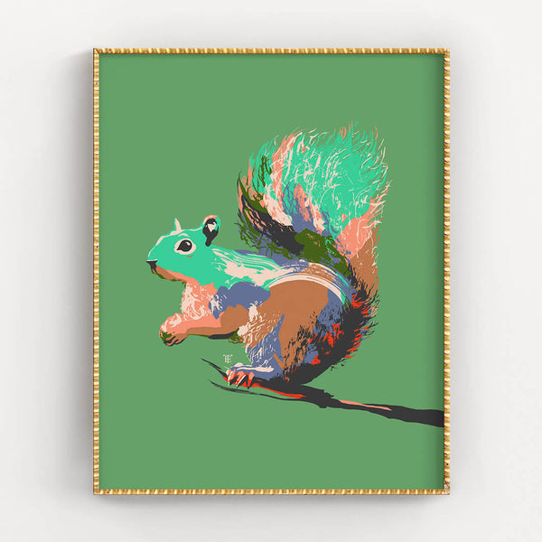 colorful squirrel art print