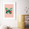 modern colorful butterfly print in baby girl nursery