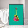 hot pink and green acoustic guitar poster