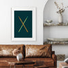 Pop art drumsticks poster in masculine living room