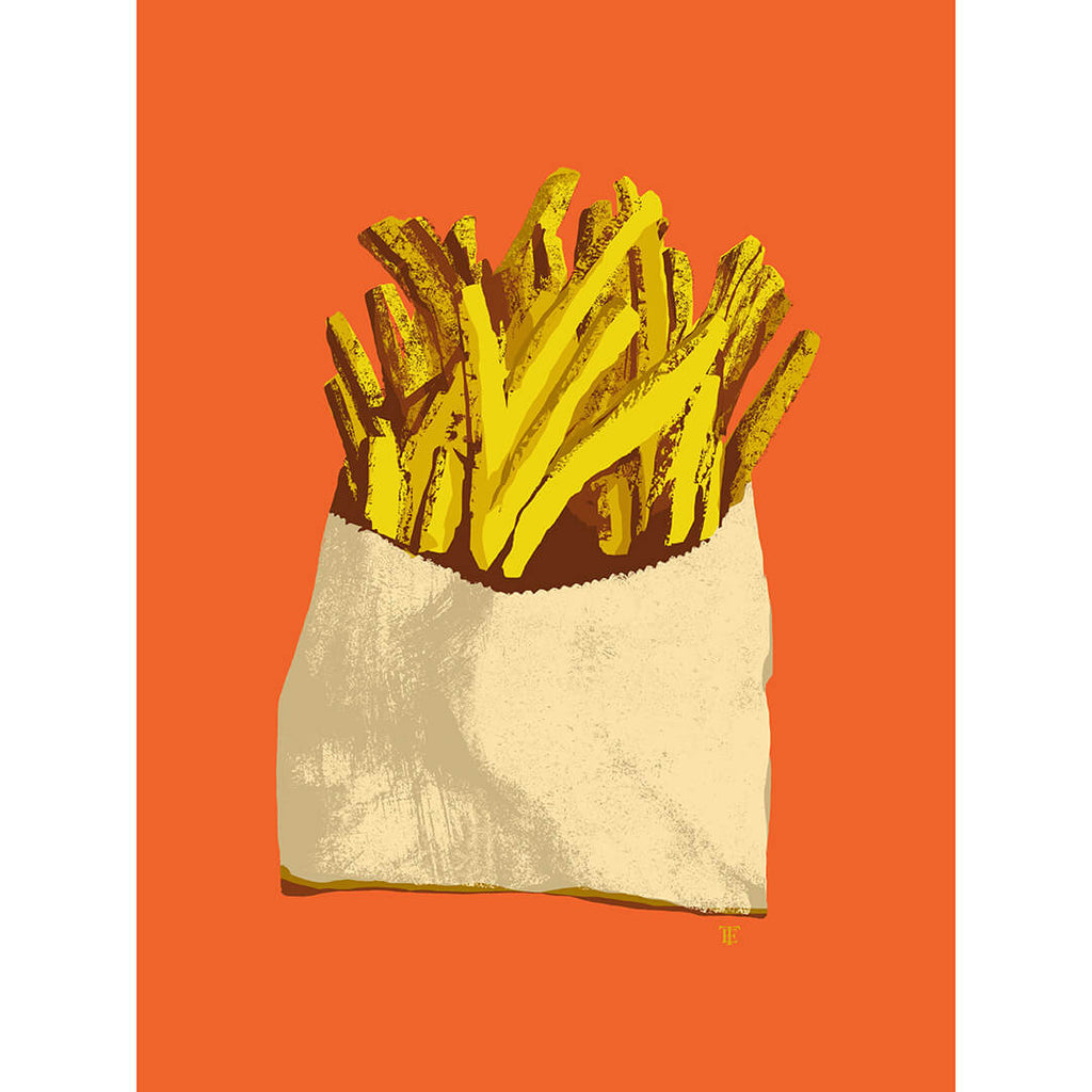 Pop Art french fries art print in orange and yellow