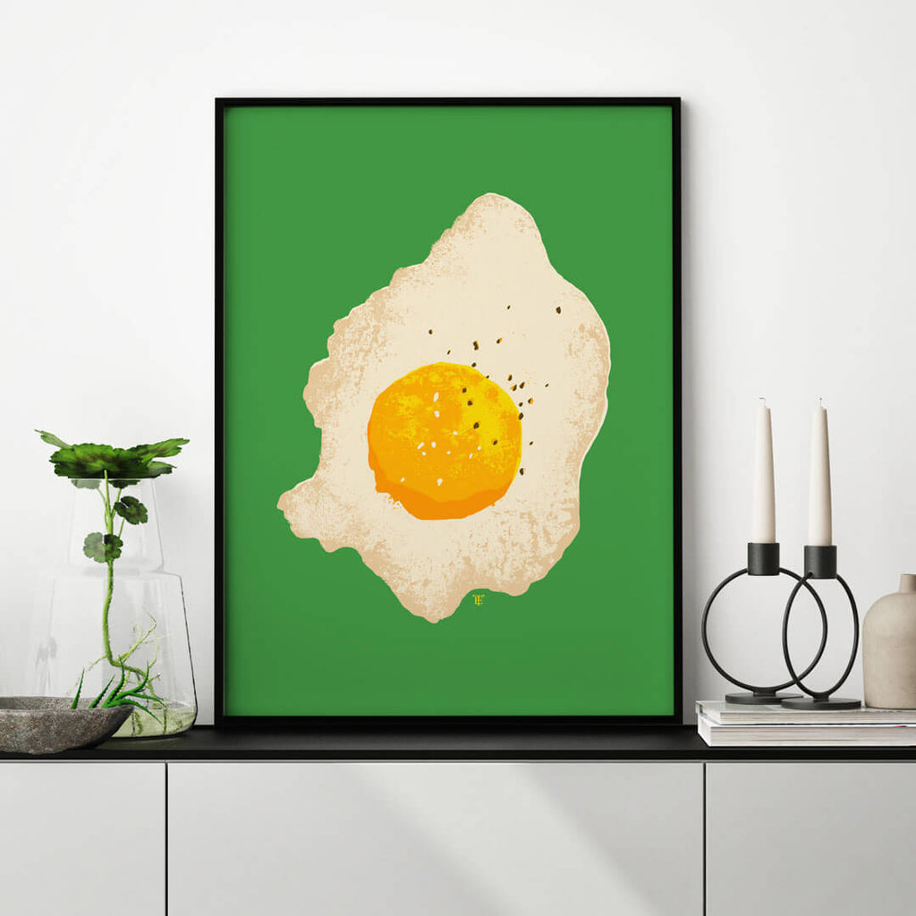 funky fried egg painting green and yellow