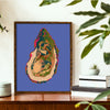 blue raw oyster art print poster