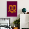 modern pretzel art print in burgundy and orange