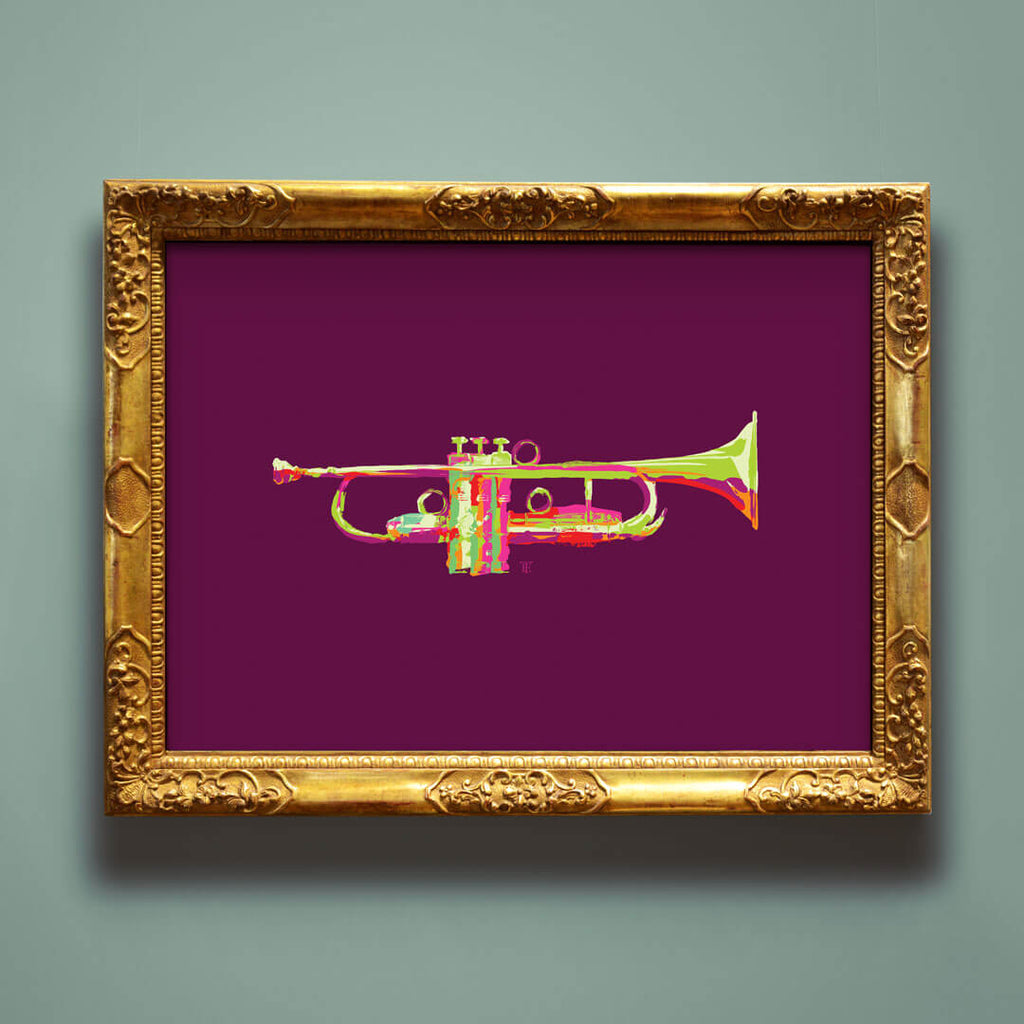 colorful modern trumpet art print