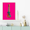 funky ukulele poster in living room