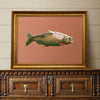 stylish salmon art print over traditional dresser
