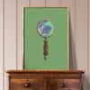 magnifying glass art print in traditional kid's room