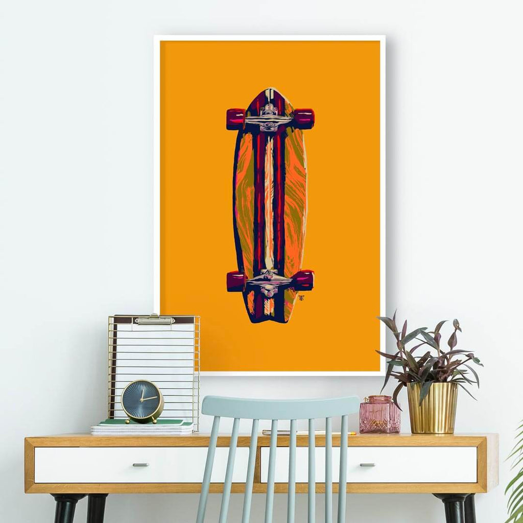 colorful modern art print of skateboard