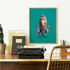 poster of toy rocket in stylish kid's room