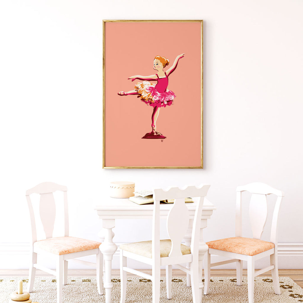 girly wall art / ballerina painting print in ballet-themed nursery